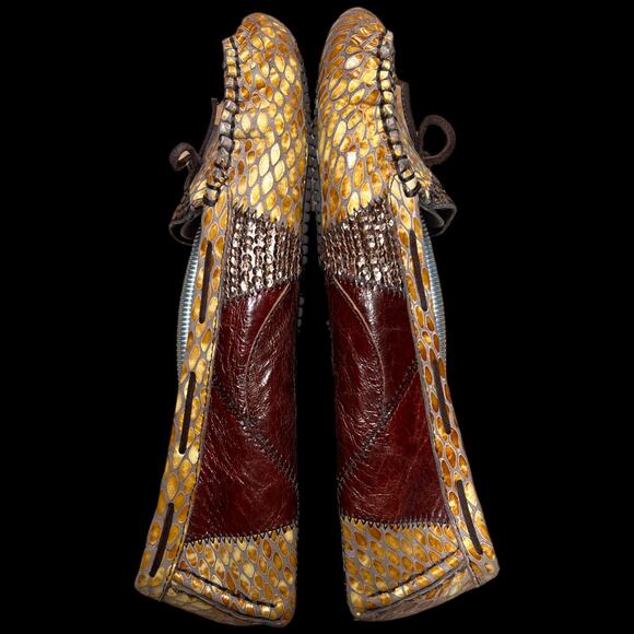 KENZIE Diva Women Sz 8.5 Moccasins Animal Snakeskin Patchwork Flats Loafer Shoes - Picture 3 of 16